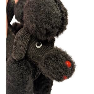 Vtg Black Plush Poodle Straw Filled Red Nose